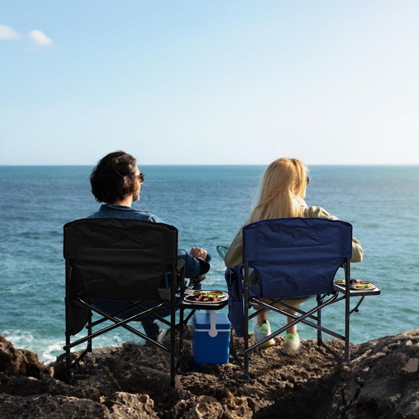 Yestomo Directors Chair, Camping Chairs for Adults, Heavy Duty Side Table, Lawn Chairs with Side Pockets Carry Straps