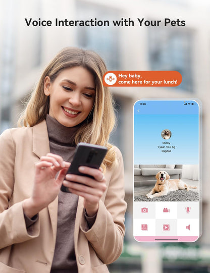 WOPET Automatic Dog Feeder with Camera, 7L Smart WiFi Cat Feeder Dog Food Dispenser, 6-Meal Pet Feeder HD Camera for Voice and Video Recording APP Control