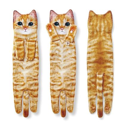 Funny Hand Towels - Cute Cat Decor Hanging Washcloths & Face Towels - Super Absorbent Soft - Housewarming, Birthday, Christmas Gifts for Women Cat Lovers - Orange
