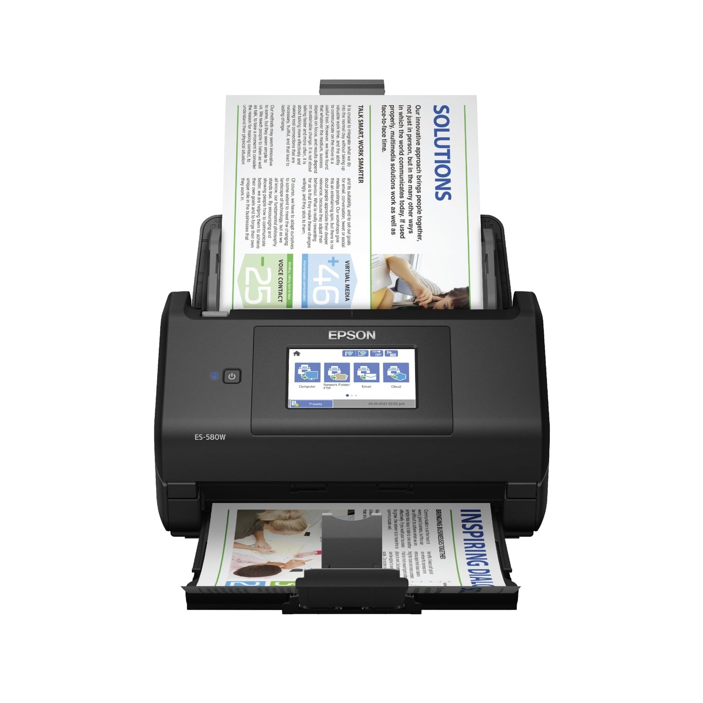 Epson Workforce ES-580W Wireless Color Duplex Desktop Document Scanner for PC and Mac with 100-sheet Auto Document Feeder (ADF) and Intuitive 4.3" Touchscreen