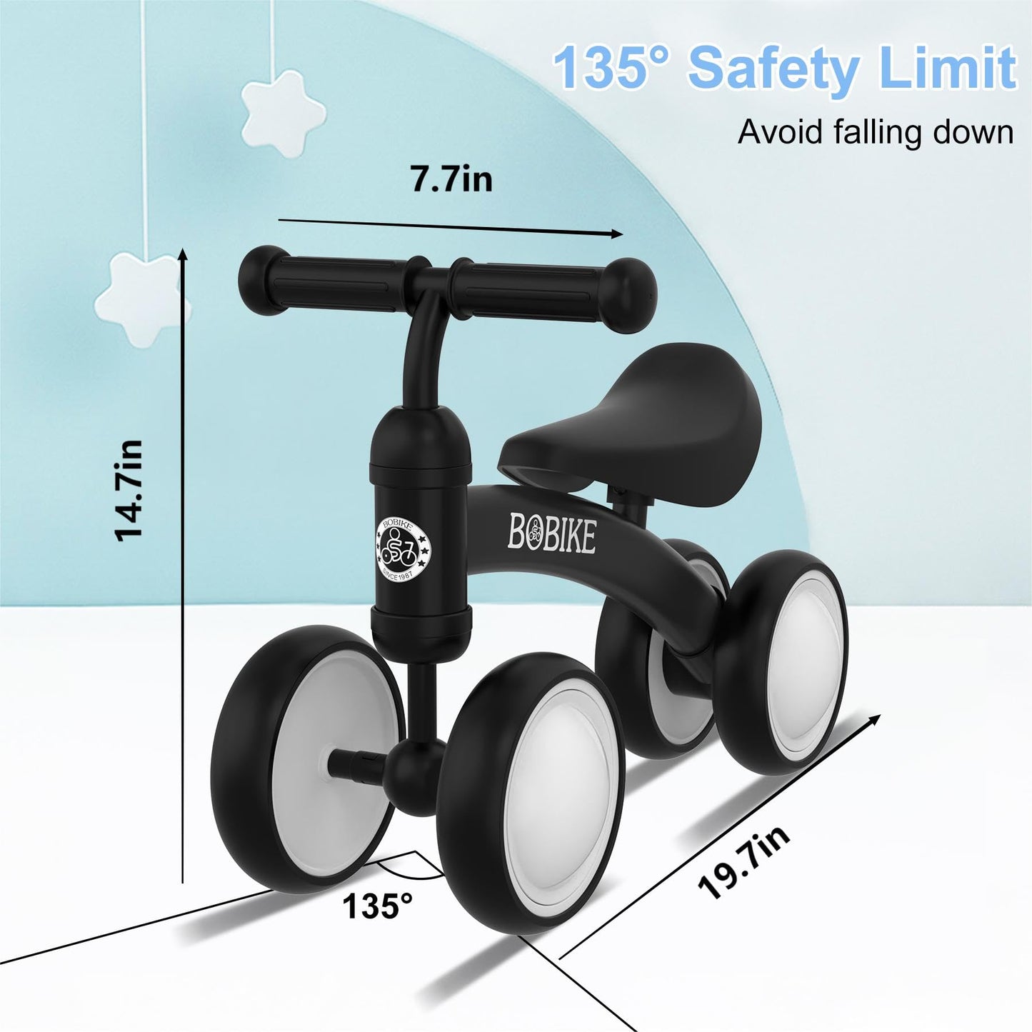 Baby Balance Bike Toys for 12-36 Months Kids Toy Boy and Girls Gifts Toddler Best First Birthday Gift Children Walker No Pedal Infant 4 Wheels Bicycle (Colorful, Black-Light)