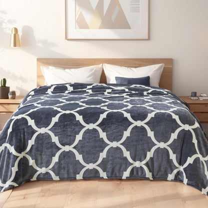 Richave Gray Pattern Twin Size Blanket,Premium Lightweight Anti-Static 66x90 Inches Throw Blankets for Twin/Twin XL Extra Long Bed,Couch, Sofa, Chair, Camping, Picnic,Grey and White