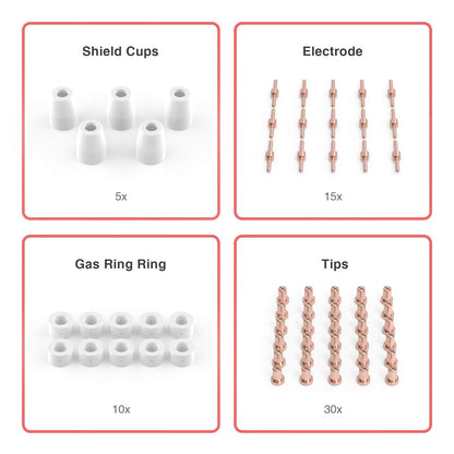 YESWELDER 60 Pcs Plasma Cutting Consumables Fit Cut40 50 with Plasma Cutter Torch PT31 LG40