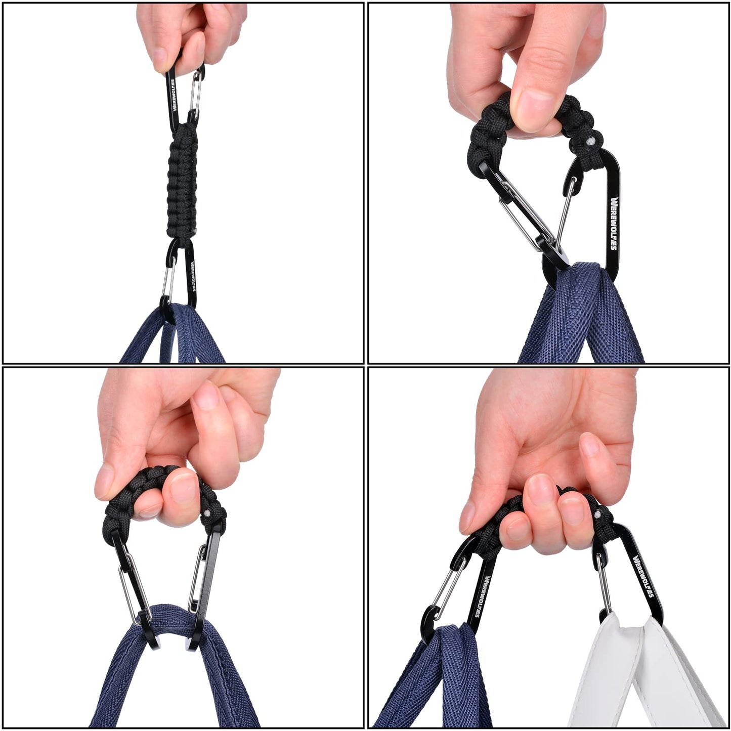 WEREWOLVES 3 Pack Paracord Keychain Carabiner, Carabiner Clip for Backpacks, Mottled