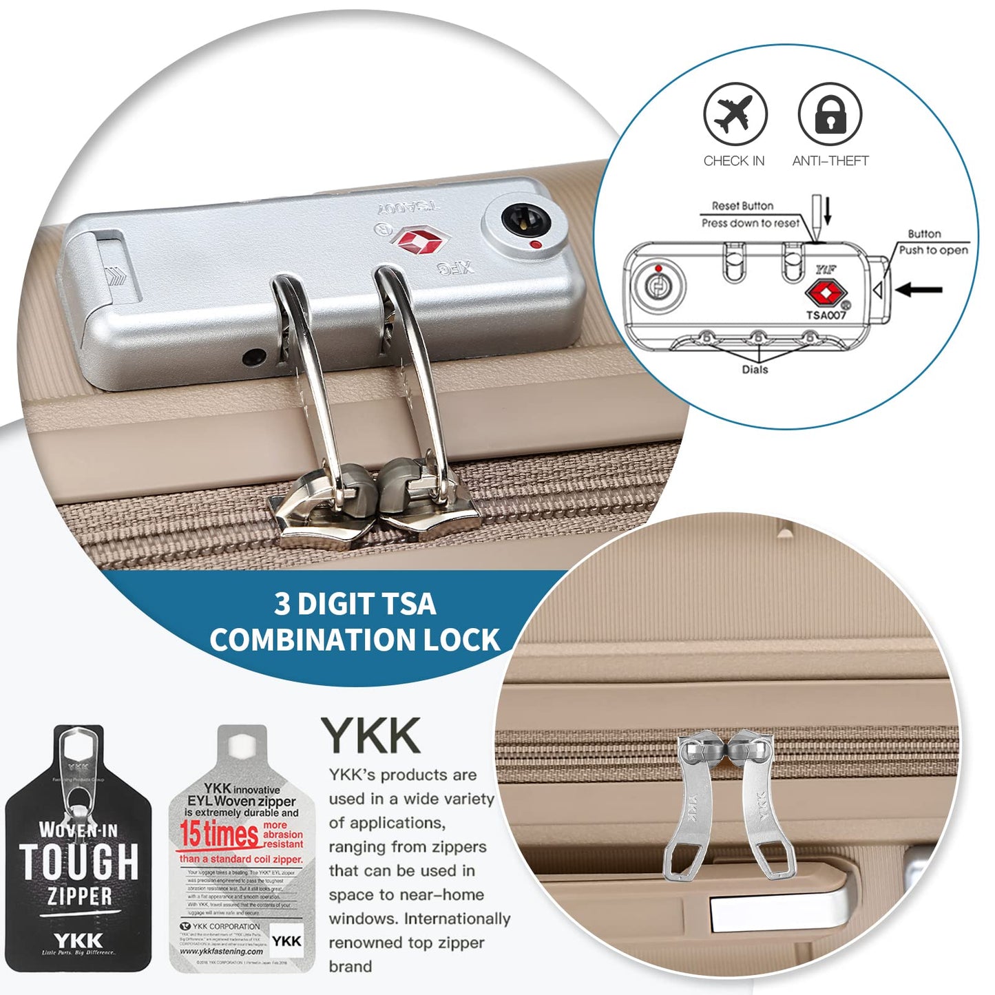 Somago 20" Carry On Luggage and 14" Mini Cosmetic Cases Travel Set Spinner Lightweight Polypropylene Suitcase with TSA Lock YKK Zipper Hardside Luggage Sets 2 Piece (Noble Golden, 2-Piece Set (14/20))