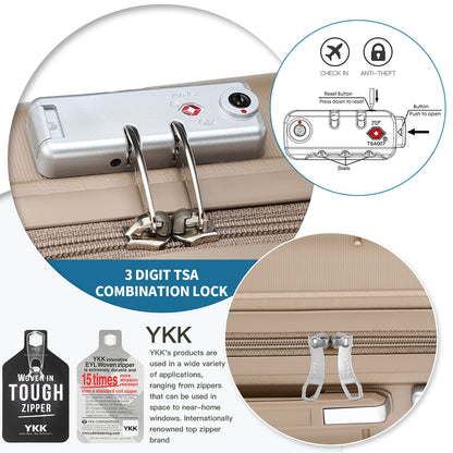 Somago 20" Carry On Luggage and 14" Mini Cosmetic Cases Travel Set Spinner Lightweight Polypropylene Suitcase with TSA Lock YKK Zipper Hardside Luggage Sets 2 Piece (Noble Golden, 2-Piece Set (14/20))