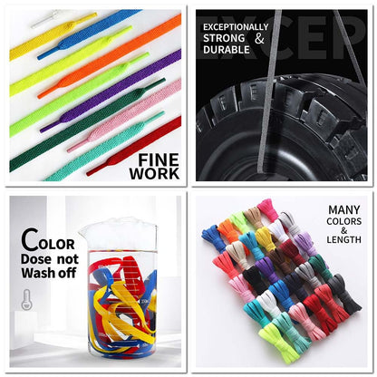 VSUDO 54" Flat White Shoe Laces for Sneakers, Shoelaces for Sneakers, Replacements Shoe Strings for Women or Men (1 Pair-White-137CM)