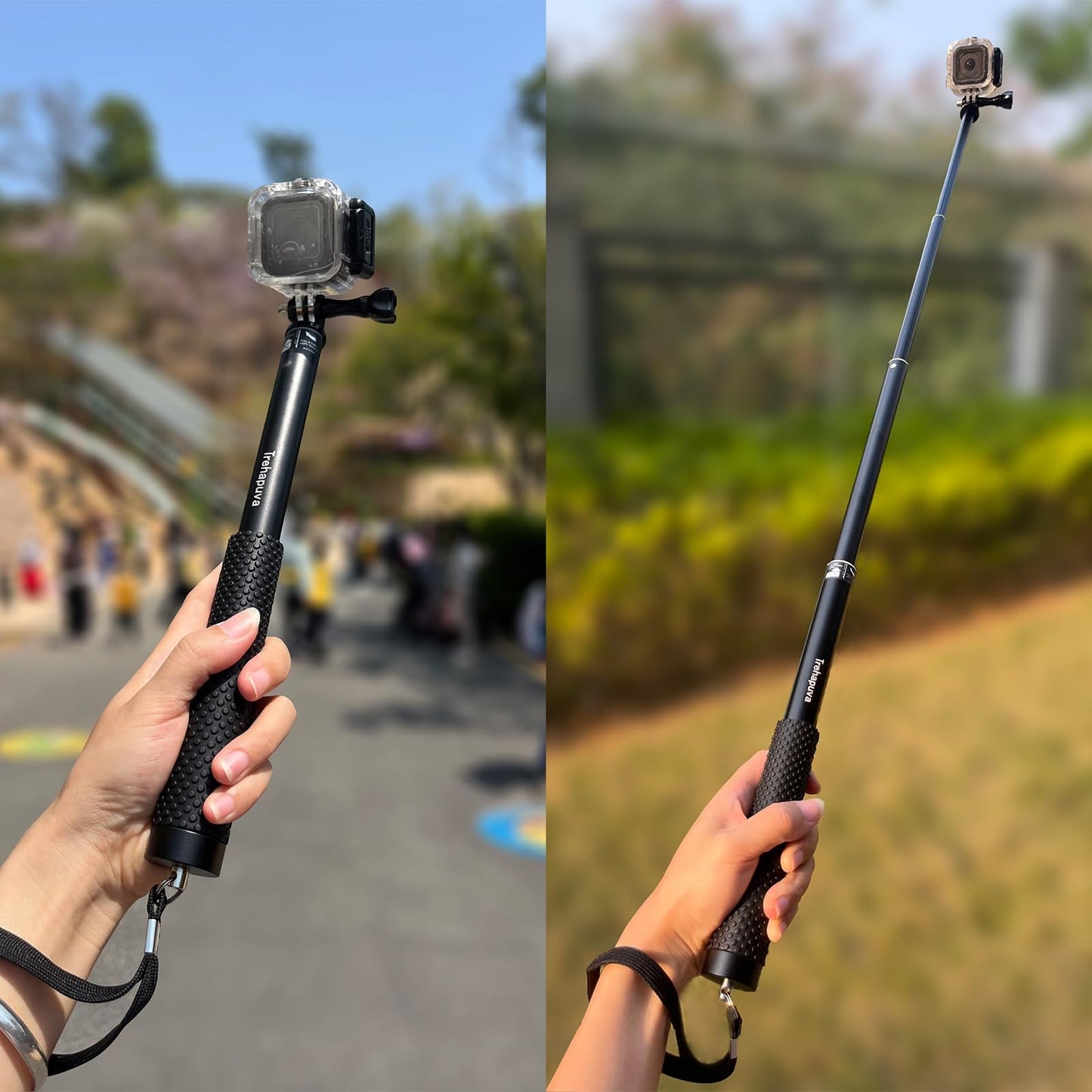 Trehapuva 36'' Extension Selfie Stick Extendable Monopod Pole Waterproof Handle Grip Accessories Compatible for GoPro Max Hero 13 12 11 10 9 8 7 6 5 Insta360 AKASO DJI Osmo Action Camera and More