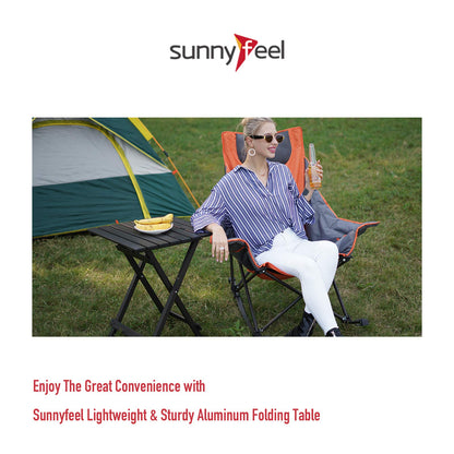 SUNNYFEEL Folding Camping Table - Lightweight Aluminum Portable Picnic Table, 18.5x18.5x24.5 Inch for Cooking, Beach, Hiking, Travel, Fishing, BBQ, Indoor Outdoor Small Foldable Camp Tables