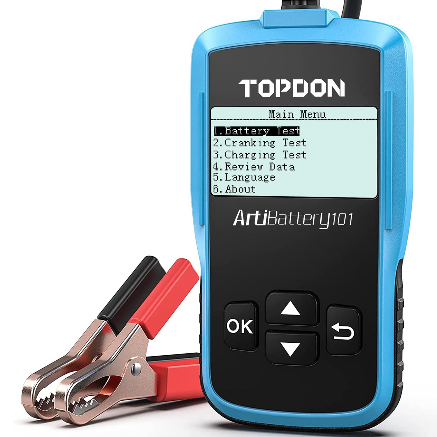 TOPDON AB101 Car Battery Tester 12V Car Battery Load Tester on Cranking Charging Systems, 100-2000 CCA Automotive Alternator Analyzer for Cars/SUVs/Light Trucks with Flooded AGM Gel Types