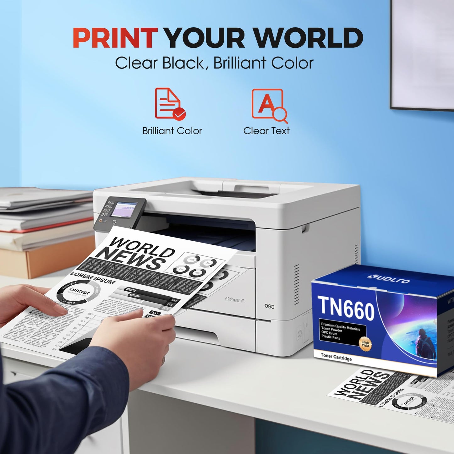 SUDLTO Compatible Toner Cartridge Replacement for TN660 TN630 TN-630 TN-660 Use for HL-L2300D HL-L2380DW HL-L2320D DCP-L2540DW HL-L2340DW HL-L2360DW HL-L2305W (2 Black)