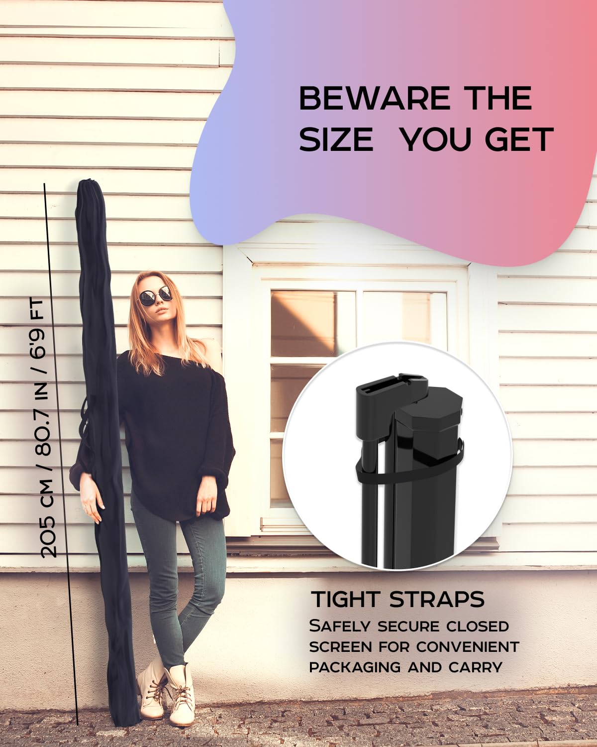 PropVue Projector Screen with Stand 84" - Indoor & Outdoor Projection Screen for Movie or Office Presentation - 16:9 HD Premium Wrinkle-Free Tripod Screen for Projector with Carry Bag & Tight Strap