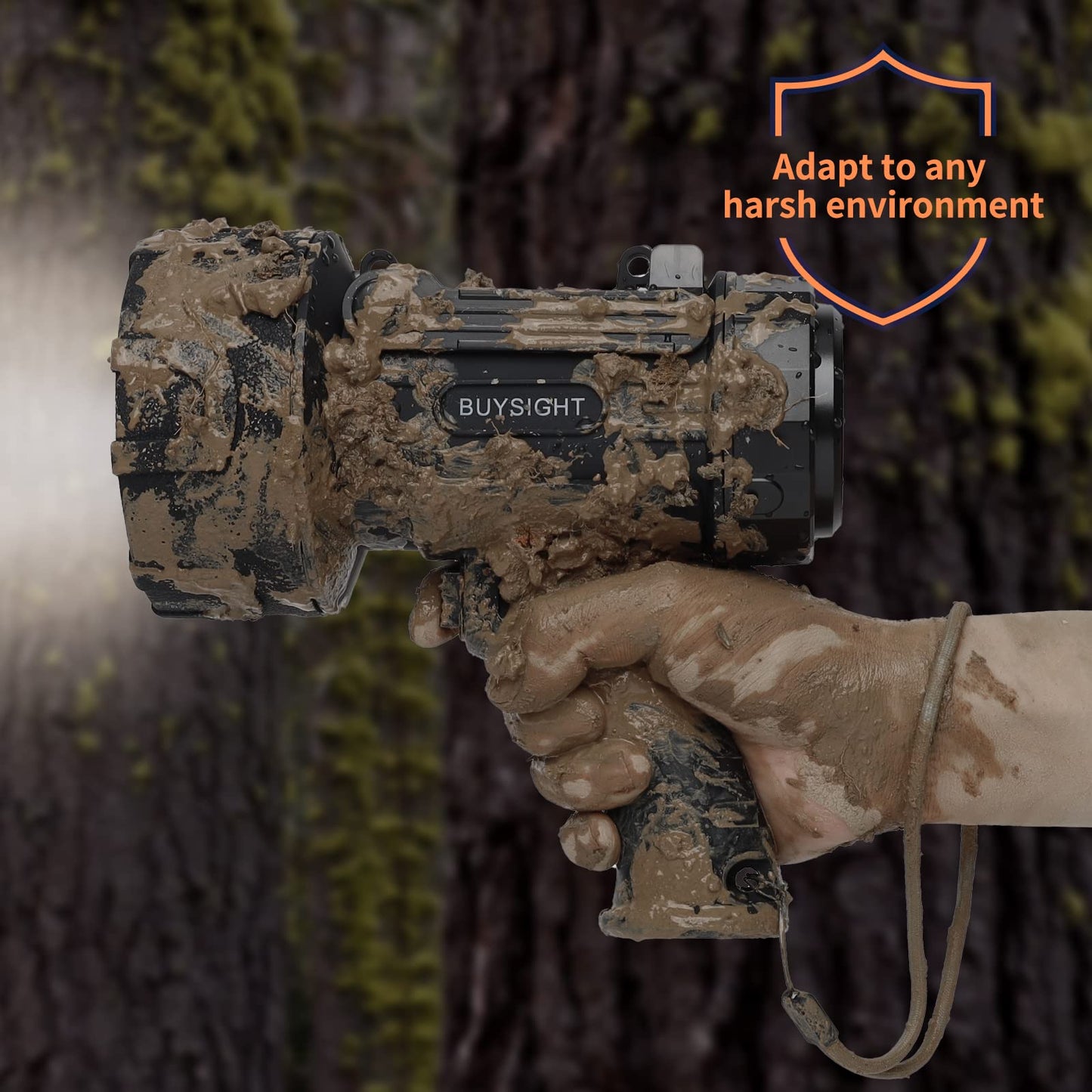 BUYSIGHT Rechargeable Spotlight Flashlight,1000,000 lumens Hand held Spotlight Waterproof Flashlight Hunting Lamp with red Filter (Graphite Black)