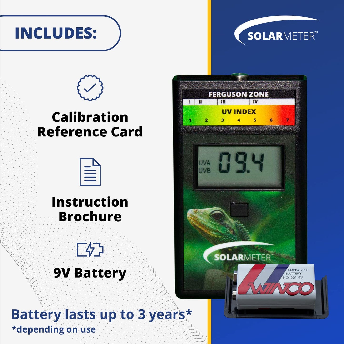 Solarmeter Model 6.5R Reptile UV Index Meter, Handheld Digital Radiometer for Measuring Ultraviolet Light, Measures 280-400 nm with Range from 0-199.9 UV Index, Made in USA, ABS Polymer, Black