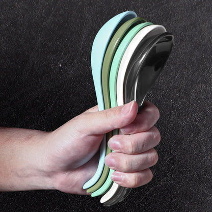 Wareland Black Ceramic Soup Spoons Set, 6.75 inch Deep Oval Hook Design, Dishwasher Safe - Perfect for Ramen, Pho, Noodles, Stews, Wonton, Dumpling, Miso