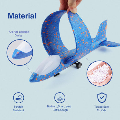 Wesfuner 3 Pack Foam Airplane Launcher Toys, 2 Flight Mode Glider Plane,Kids Flying Toy,3 4 5 6 7 8 9 10 11 12 Year Old Boys Girls Gifts,Outdoor Sport Party Favor
