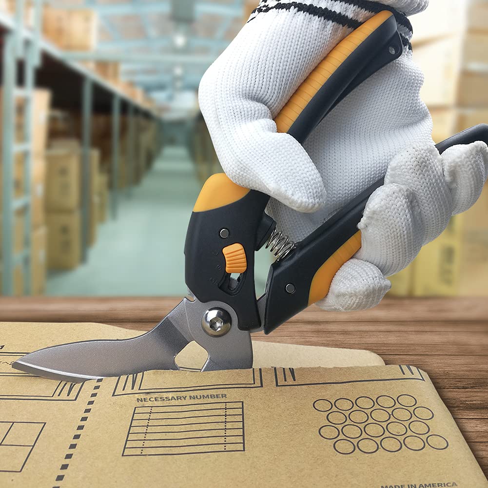 stedi 9-Inch Scissor Heavy Duty, All Purpose Scissors, Cardboard and Carpet Shears, TPR Handle, Extremely Sharp Blades with Finely Serrated -Easy Cutting Thick Paper, Leather, Fabric