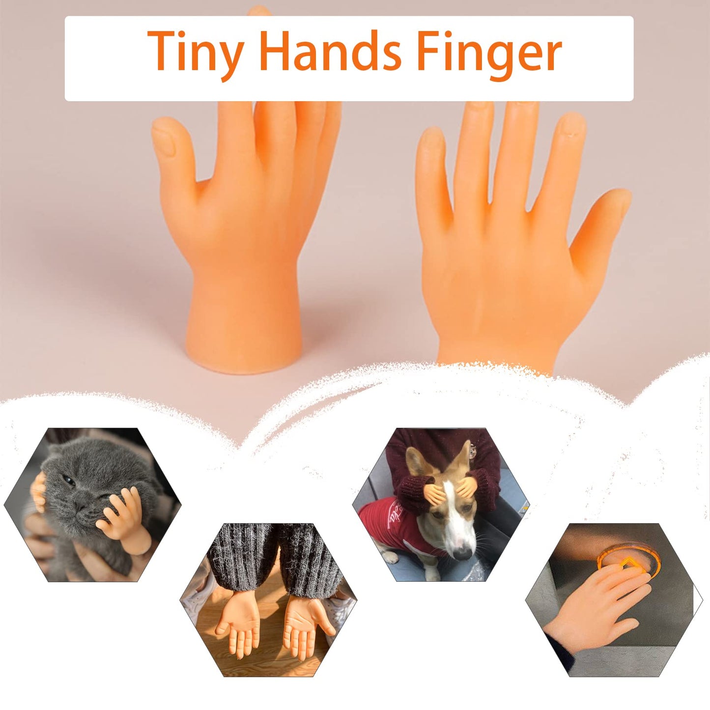 14 Pcs Tiny Finger Hands,Premium Rubber Mini Tiny Finger Hands,Flat Hand Style Mini Hand Finger Puppets for Puppet Show,Gag Performance,Party Favors