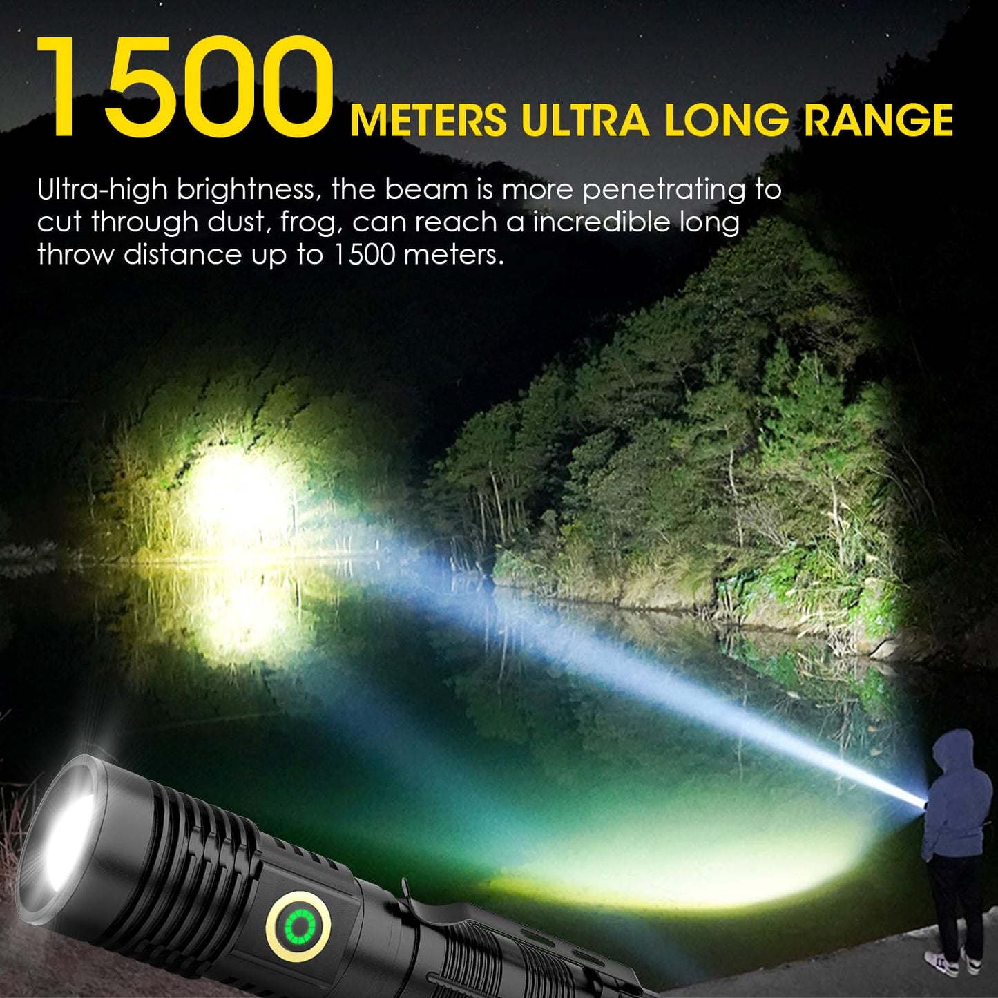 Rechargeable Flashlight High Lumens, High Lumens Super Bright Magnetic Flash Light, Long-Range Zoomable LED Flashlights for Emergency, Searching, Waterproof Flashlight Dimmable
