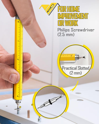 Stocking Stuffers for Men Multitool Pen, Birthday Gifts for Dad Husband Him, Father's Day Gifts from Daughter and Son, Cool Gadgets and Gift Ideas for Construction Engineers, Woodworkers, Carpenters