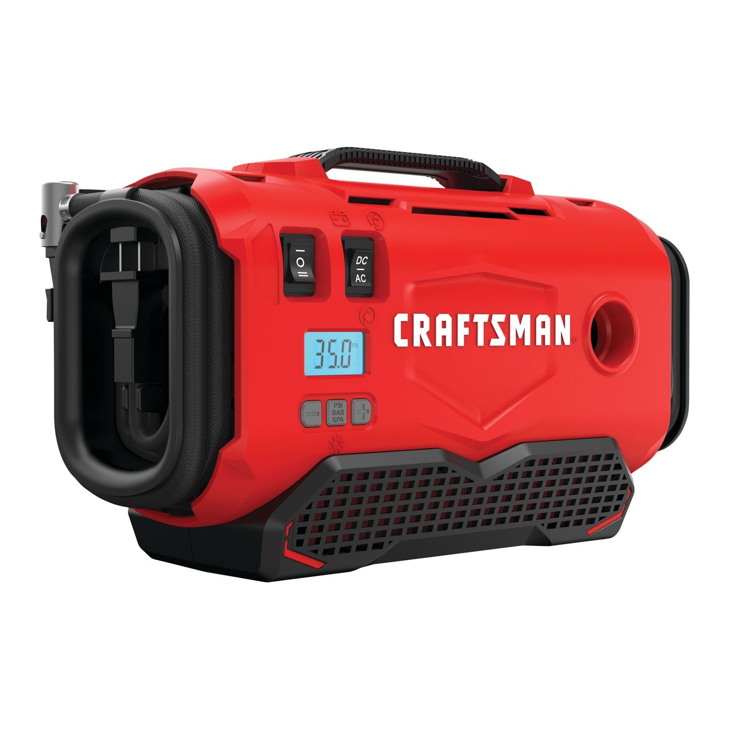 CRAFTSMAN V20 Tire Inflator, Portable Air Compressor, 3 Modes: Cordless, 120V Corded, and 12V Car Adapter, Air Pump, Battery Sold Separately (CMCE520B)