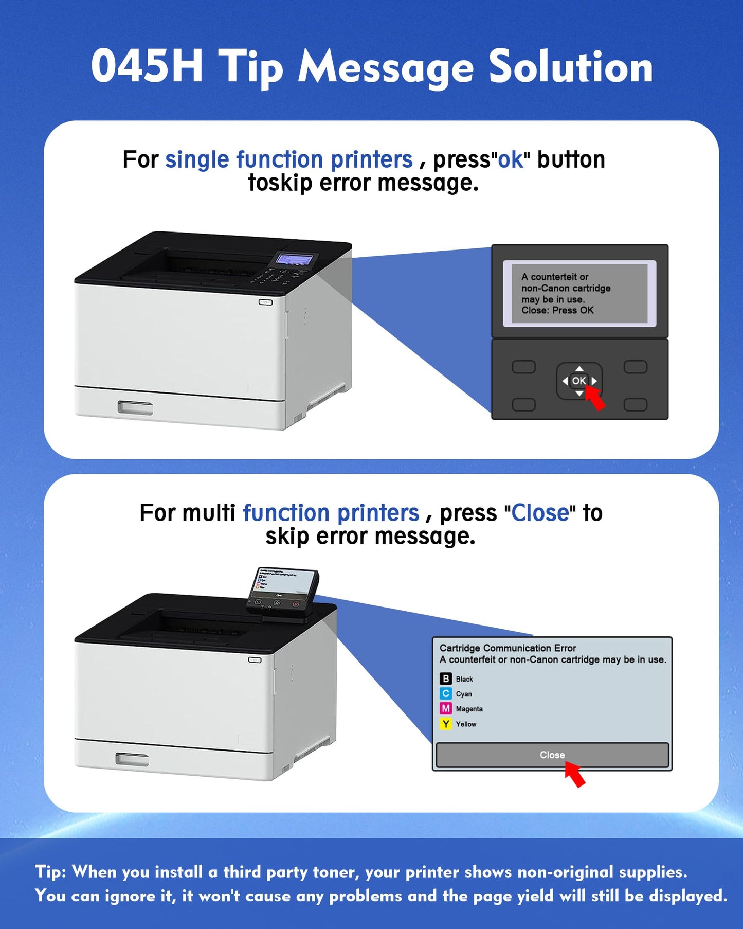 DMGE 045 Toner cartridges 045H - High Yield 4 Pack Replacement for Canon 045 Toner cartridges 045H Compatible with Canon Color imageClass MF632Cdw MF634Cdw LBP612Cdw MF632 MF634 Laser Printer