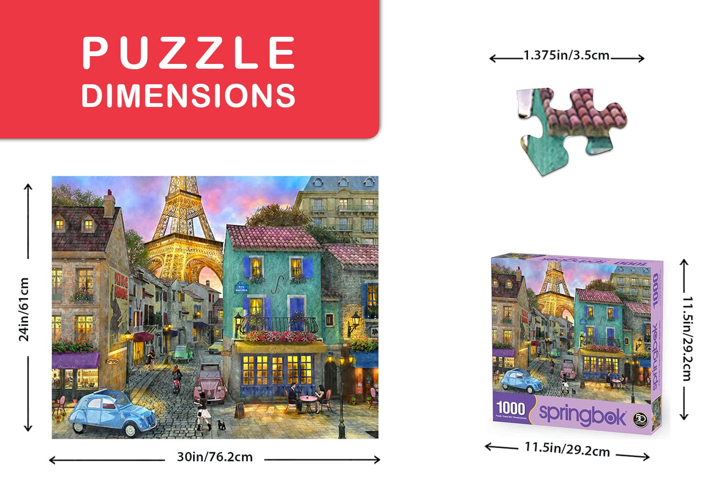 Springbok Puzzles - Eiffel Magic - 1000 Piece Jigsaw Puzzle - Large 30 Inches by 24 Inches Puzzle - Made in USA - Unique Cut Interlocking Pieces