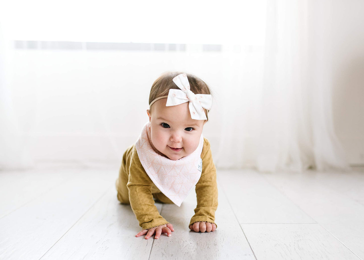 Copper Pearl 6 Pack Soft Cotton Baby Bibs for Drooling and Teething, Absorbent Drool Bibs for Baby Girl, Adjustable to Fit Newborns to Toddlers, Tons of Styles (Sunny Set)