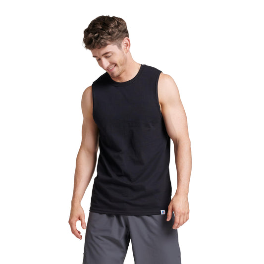 Russell Athletic Mens Cotton Performance Sleeveless Muscle T-Shirt T Shirt, Black, Small US