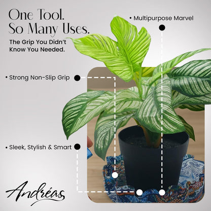 Andreas Silicone JO-14 Non-Slip 6.25" Jar Opener, Easy Lid Opener, Made with Silicone and Fabric, Dishwasher Safe, Garlic Peeler, Pansies, 6.25 inch