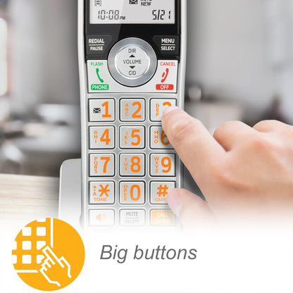 AT&T DECT 6.0 Expandable Cordless Phone with Answering System, Silver/Black with 3 Handsets