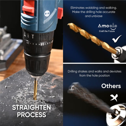 amoolo 5/64 Hex Shank Drill Bits, 10Pcs Titanium HSS Twist Impact Drill Bit Set for Metal, Steel, Wood, Plastic, Quick Change Design