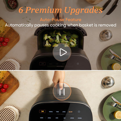 COSORI Air Fryer 9-in-1, Compact & Large 6-Qt, Premium Ceramic Coating, 90–450°F Precise Heat for Even Results, Up to 95% Less Oil*, Roast, Bake, Dry, Reheat, Frozen, Broil, Proof, 120V, TurboBlaze