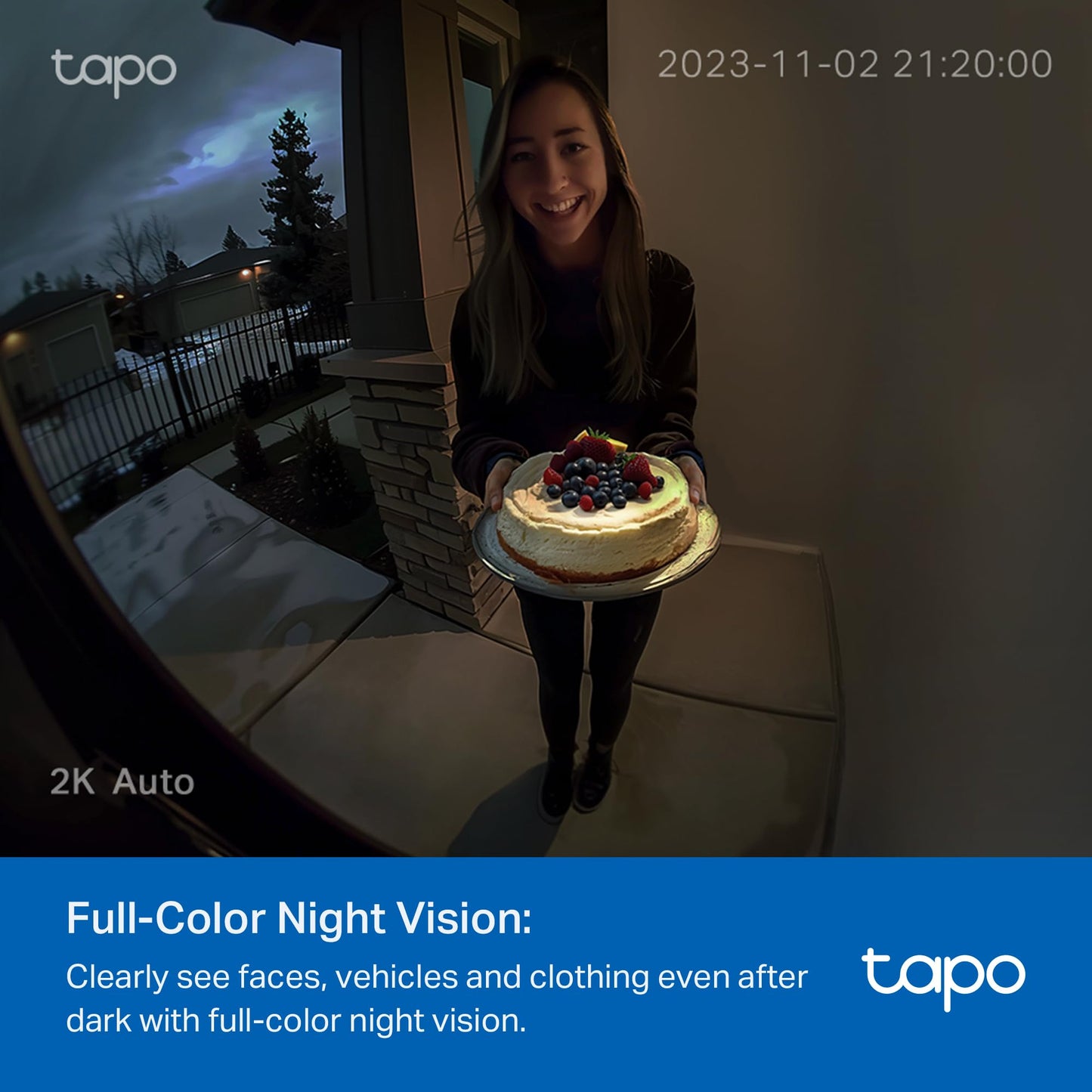 Tapo by TP-Link Smart Video Doorbell Camera Wireless with Chime, 2K with Full Color Night Vision & Spotlights, No Monthly Fee, Ring Call, 160° Ultra-Wide View, Free AI Detection, Local Storage,D210