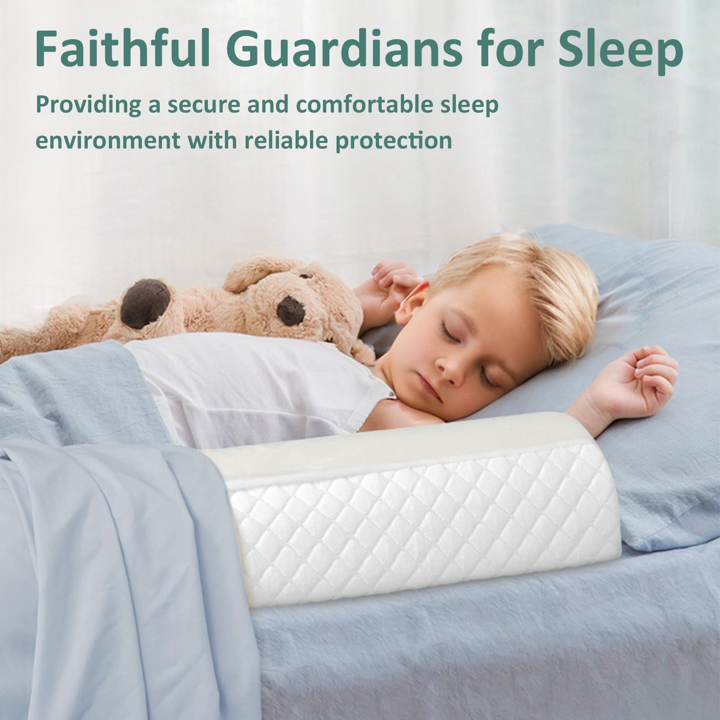 Shinnwa Bed Bumpers for Toddlers (2-Pack) Memory Foam Rail & Adults, Safety Guard Queen, King, Full Bed, Sleep Long Pillow Pads with Non-Slip Bottom Machine Washable Cover