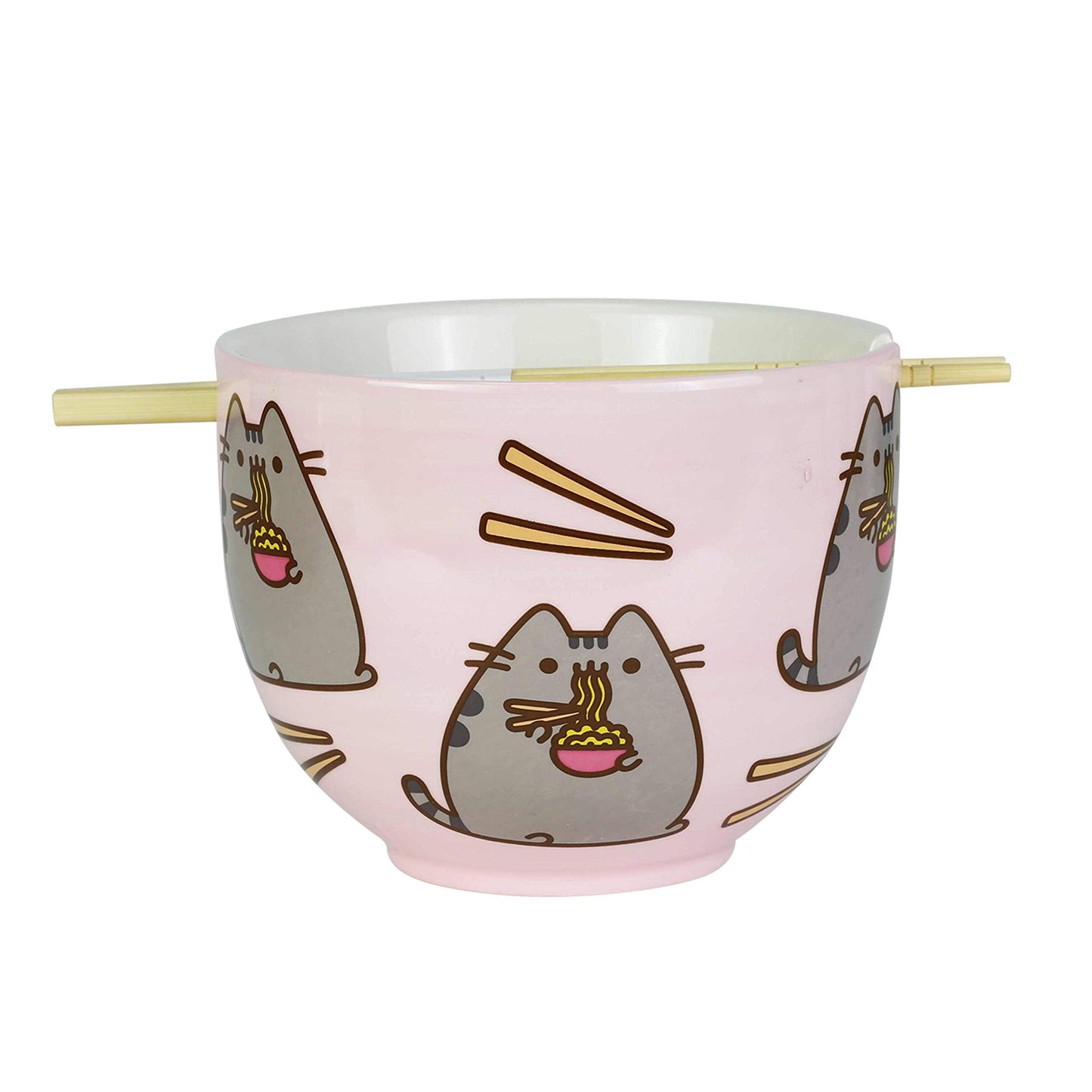Enesco Pusheen by Our Name is Mud Ramen Bowl and Chopsticks Set, 4", Pink, 18 fluid ounces