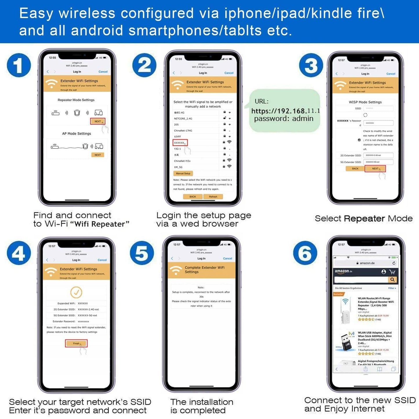 WiFi Extender, WiFi Extenders Signal Booster for Home Up to 5000 sq.ft and 50 Devices, WiFi Range Extender, Wireless Repeater, Long Range Amplifier with Ethernet Port, 1-Tap Setup, Alexa Compatible