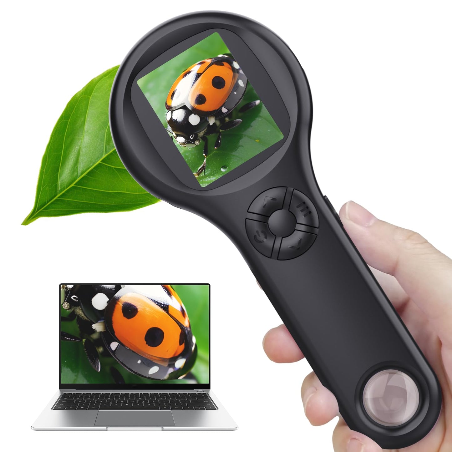 Ashfly Magnifying Glass - Mini LED Pocket Microscope for Kids(5-10 Years) - Educational Science Kit Durable Design - Ideal Gift for Girls (Black)