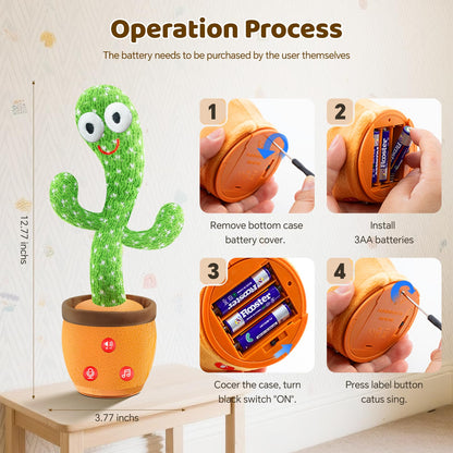 SANJOIN Dancing Talking Cactus Toy for Baby Toddler, Boys Girls Gifts Singing Mimicking Recording Repeating What You Say Baby Toys with 120 English Songs (Adjustable Volume)
