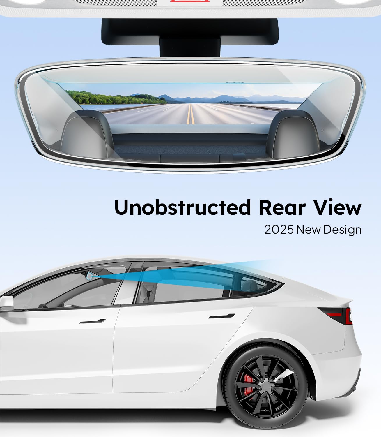 Wigoo 2025 Tesla Model 3 Sunshade Roof [Never Sag, Nano Ice-Crystal Coatings] Heat Reflective Glass Roof Sun Shade, Accessories for Tesla Model 3 2020~2026, Tesla Interior Black