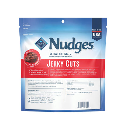 Blue Buffalo Nudges Jerky Cuts Dog Treats, Made in the USA with Natural Ingredients, Steak, 16-oz Bag