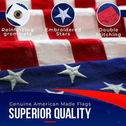American Flag | American Flags for Outside 3X5 |100% Made in USA Flag - Premium US Flag 3X5 Heavy Duty Outdoor with Embroidered Stars and Sewn Stripes.