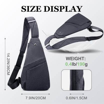 TOLOG Sling Bag Anti-Thief Crossbody Personal Pocket Bag Lightweight Chest Shoulder Backpack for Travel Hiking (Dark Grey)