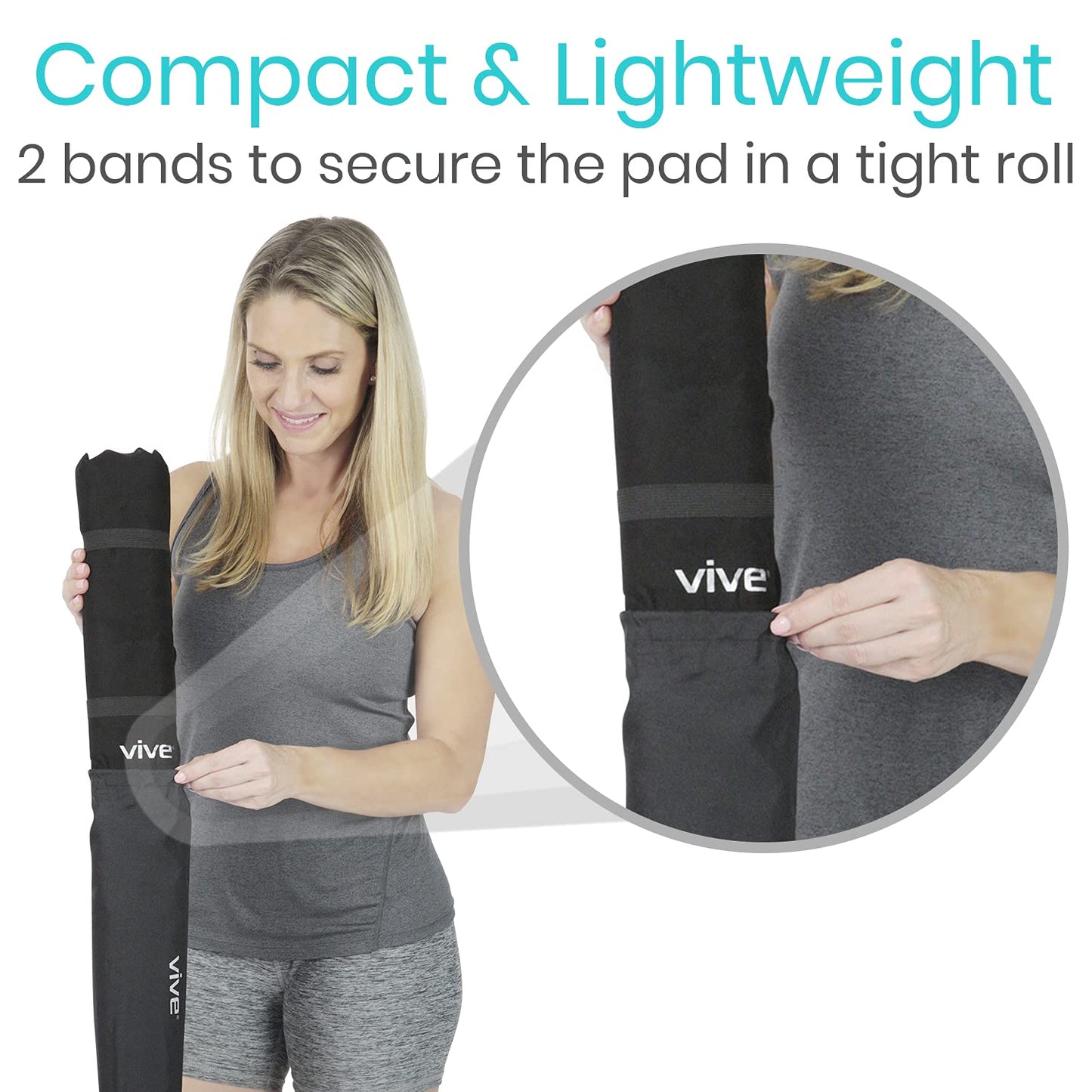 Vive Self Inflatable Seat Cushion - Portable Pad for Stadiums, Bleachers, Airplanes, Travel, Hiking, Camping, Backpacking, Sporting Events, Picnics - Lightweight Padded Seat Resistant to Tears & Snags