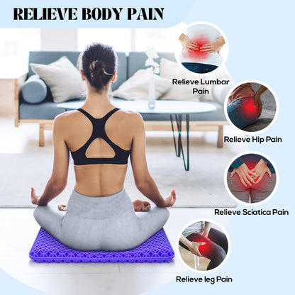 Seat Cushion, Thickened Big Gel Seat Cushion, Strong Support, Sciatica & Back Pain Relief, Breathable Cool Suitable as Office Chair Cushion, Car Seat Cushion, Wheelchair Cushions, 2 Non-Slip Covers