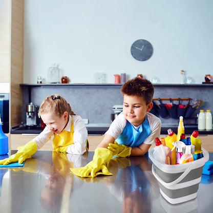 Craftend Collapsible Bucket, 5L 1.3Gallon Small Cleaning Mop Buckets for Household Outdoor Car Washing Tub Plastic Foldable Portable Camping Beach Sand Water Pot Pail Space Saving Square