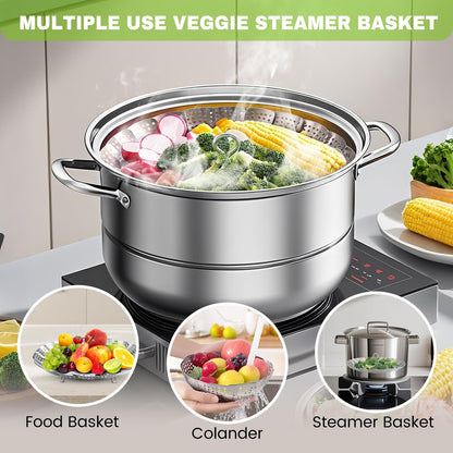 Steamer Basket Stainless Steel Instant Pot Accessories for Food and Vegetable, Zocy Premium Expandable Steam Basket to Fit Various Size Pots Medium (6.1" to 10.2"))