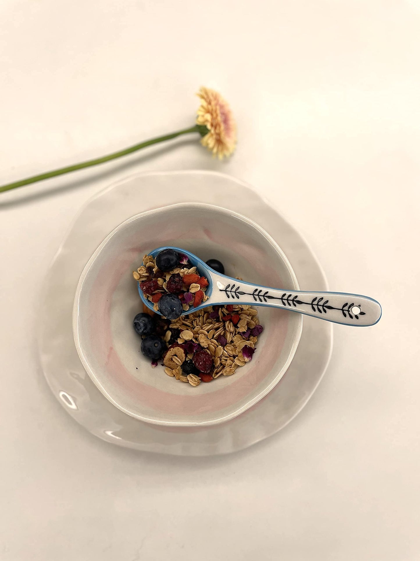 Ceramic Soup Spoons Set of 6–Mutilpurpose for Soup/Cereal/Ramen/Stews | Vibrant Design, Lead-Free & Dishwasher Safe | 6.25" Cute Decorative Spoons for Kitchen & Gifts