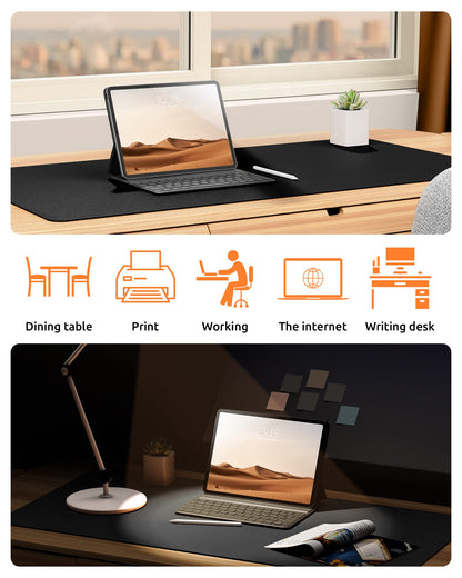 YSAGi Leather Desk Pad Protector, Office Desk Mat, Large Mouse Pad, Non-Slip PU Leather Desk Blotter, Laptop Desk Pad, Waterproof Desk Writing Pad for Office and Home (Black, 23.6" x 13.8")