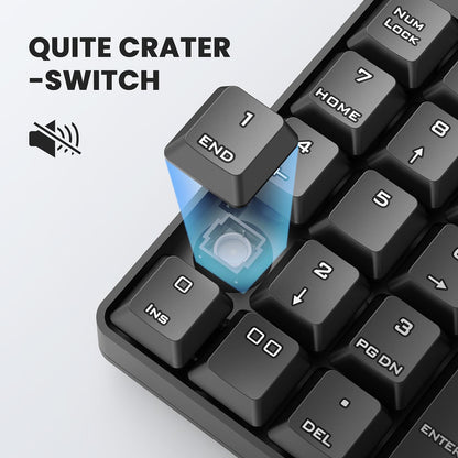 Wired Number Pad, USB Numeric Keypad 19 Key Number Keypad Keyboard for Laptop PC Computer Notebook, Big Print Letters - Black